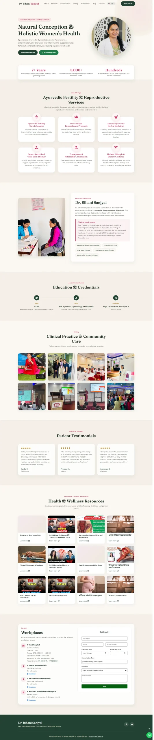 Doctor portfolio website design in Nepal - Dr Bihani Sanjyal